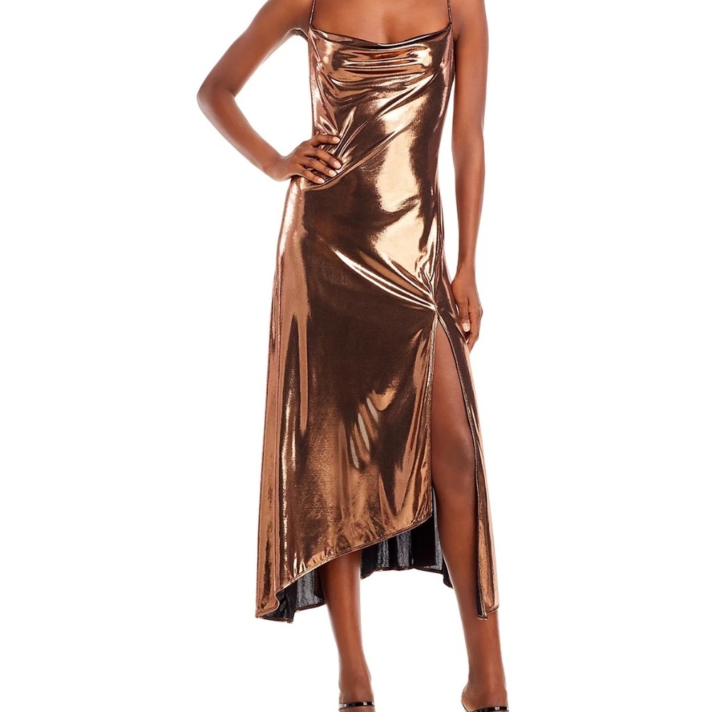 NWOT ASTR the Label Bronze Metallic Gais Midi Dress- NEW! - Picture 9 of 10